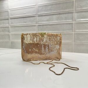 ELKA Vintage Mesh Metal Vintage Gold Tone Snake Chain Strap Clutch